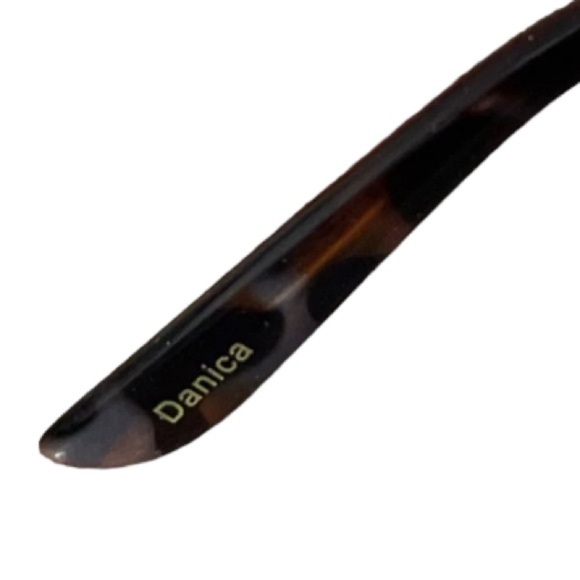 Judith Leiber New Danica Brown Abstract Design Large Cat Eye Shaped Sunglasses - Picture 3 of 6